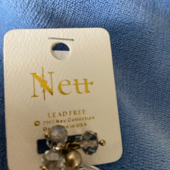 Bracelet-stretch.NIB.goldtone with rhinestone starfish, big & small crystals - Picture 2 of 8